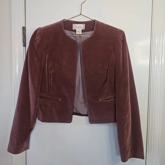 vino de casa Jackets & Blazers - Vino De Casa Mauve Cotton/Nylon Blend Open Front Blazer-Size: 7